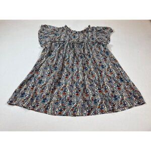 Rose + Olive Floral Print Ruffle Sleeve Dress 1X Multicolor (KK280)